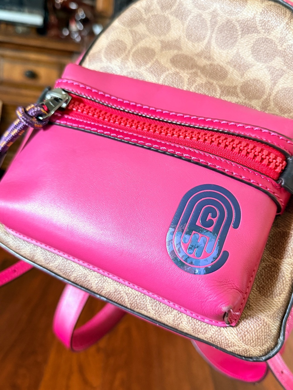 Coach Pink Signature Canvas Mini Backpack - Picture 6 of 10